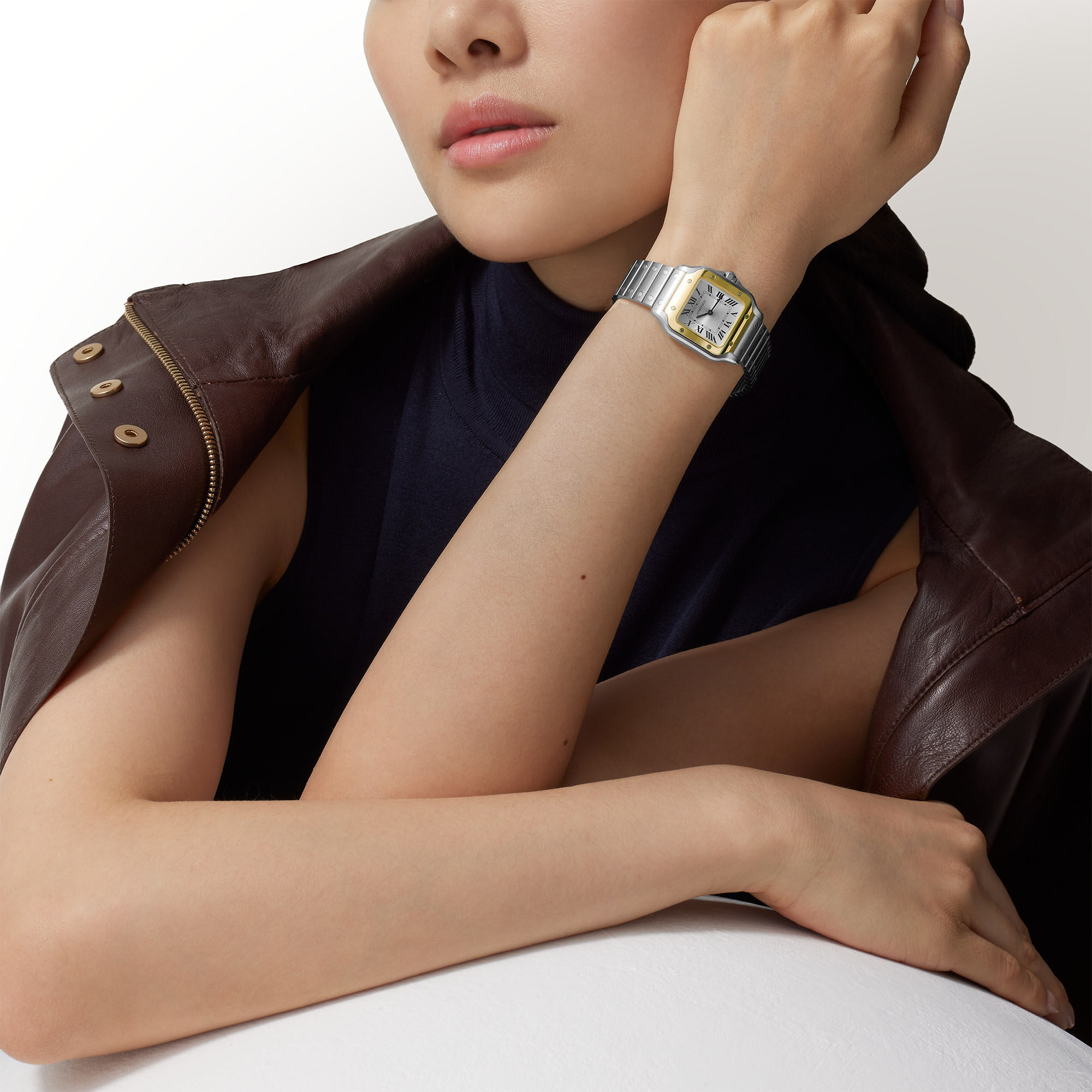 Cartier Santos レディース時計 Santos de Cartier Small Model Quartz 27 mm Yellow Gold and